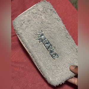 PLAYBOY baby pink  Faux Fur Clutch with Silver Logo